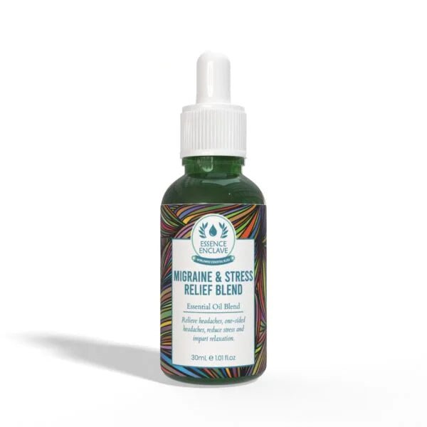 Migraine & Stress Relief Essential Oil Blend | Natural Treatment for Tension, anxiety, headache & one - sided headache | - Essence Enclave