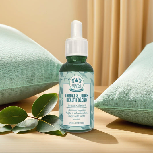 Throat & Lungs Health Essential Oil Blend: | Natural Treatment for Flu, Cough, Headache, Lung Damage Recovery - Essence Enclave