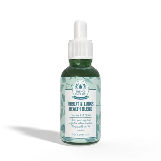 Throat & Lungs Health Essential Oil Blend: | Natural Treatment for Flu, Cough, Headache, Lung Damage Recovery - Essence Enclave