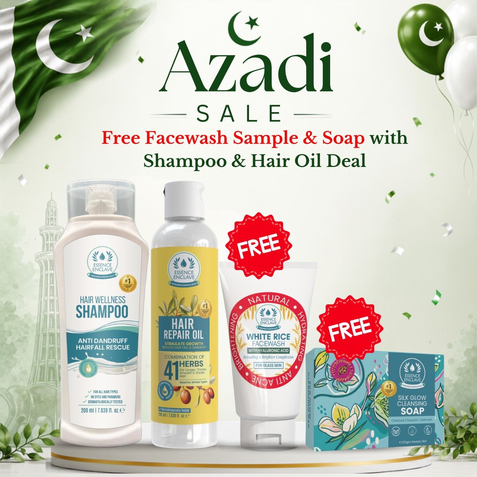 100% natural Hair Oil+ Shampoo (Free facewash+ Soap🧼+ 600 discount +Free Shipping🚚) Complete kit - Essence Enclave