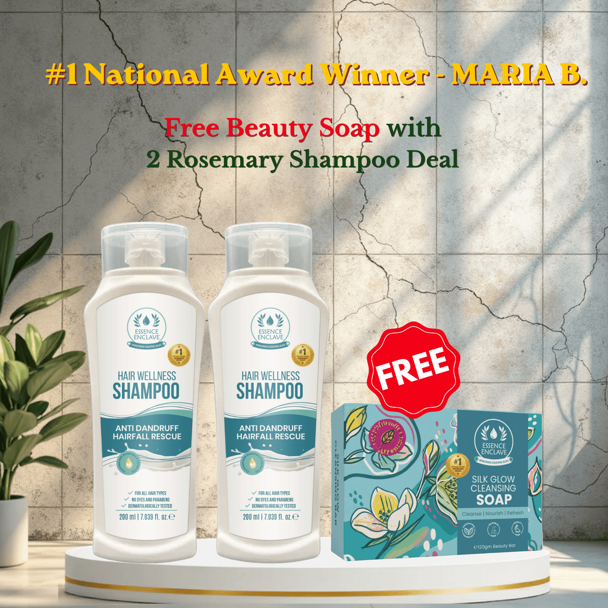 2 Herbal Rosemary Shampoos (Free Beauty Soap🧼+ Rs 600 discount) - Essence Enclave