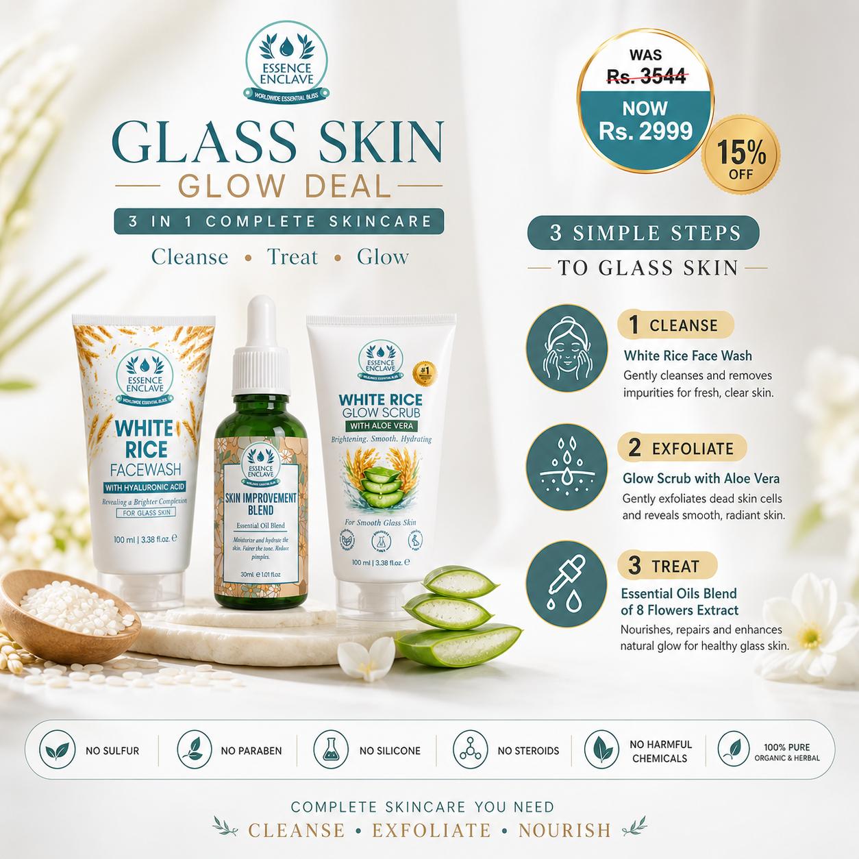 Glass Skin Glow Deal (3 in 1 Skincare Kit) - Essence Enclave