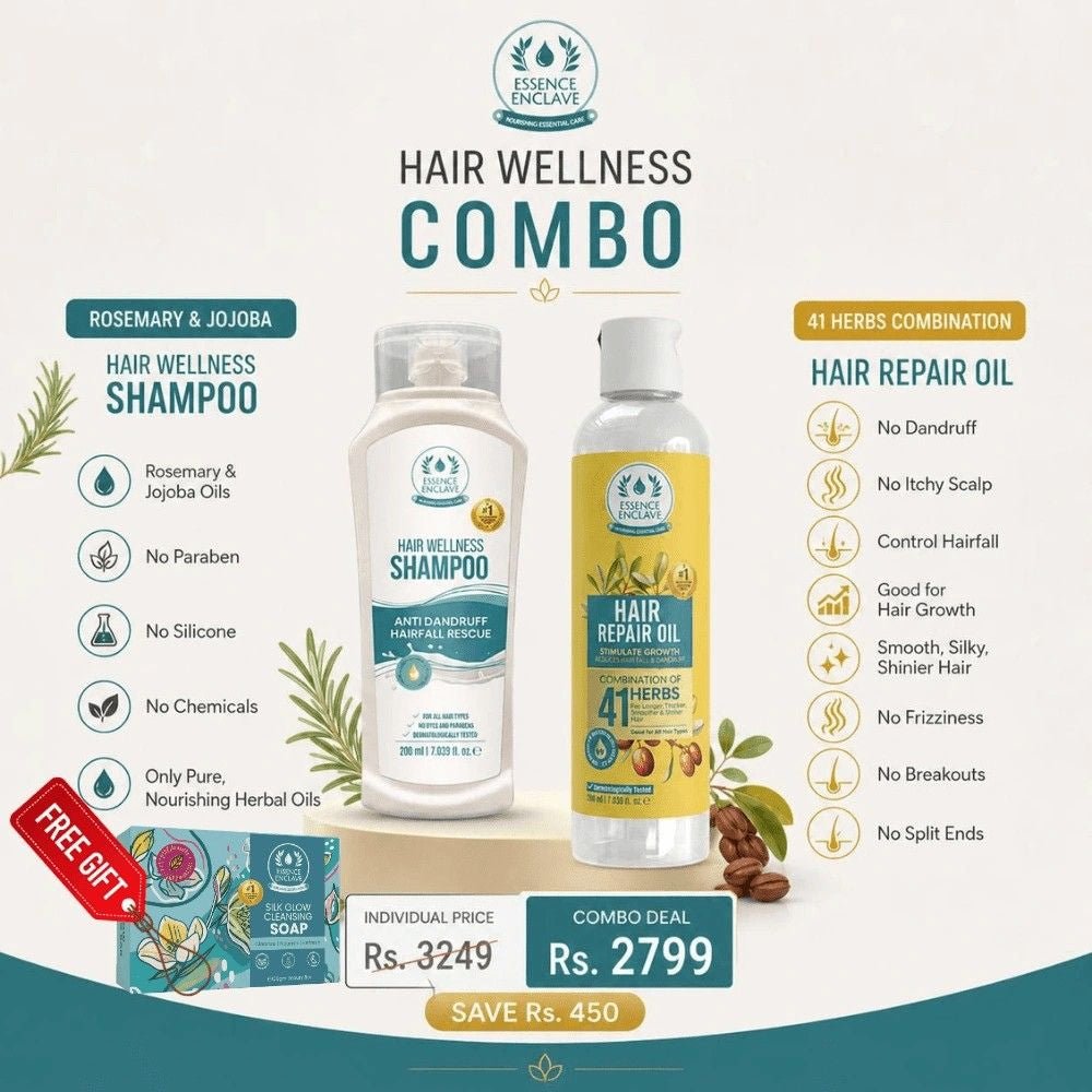 Hair Oil + Shampoo (950 discount & free Soap🎁) Complete Hair Repair Kit - Essence Enclave