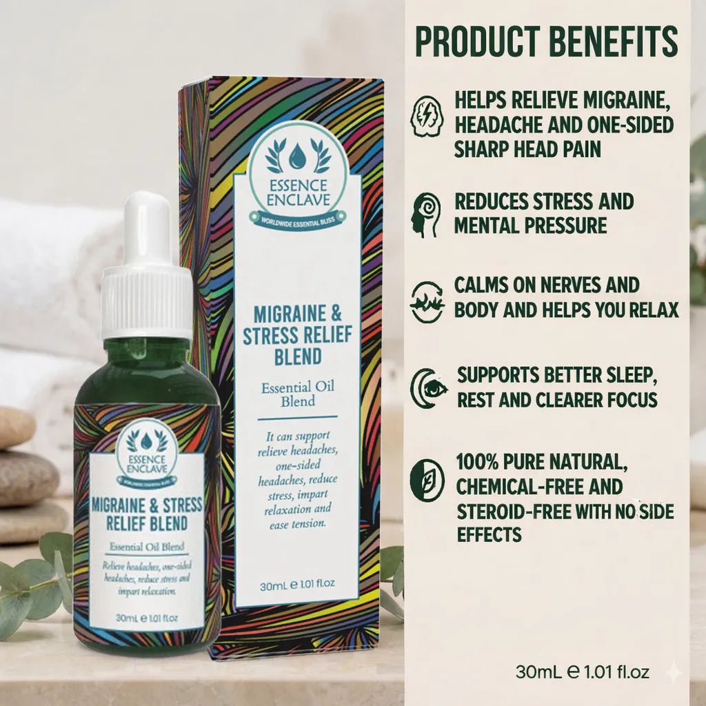 Migraine & Stress Relief Essential Oil Blend - Essence Enclave
