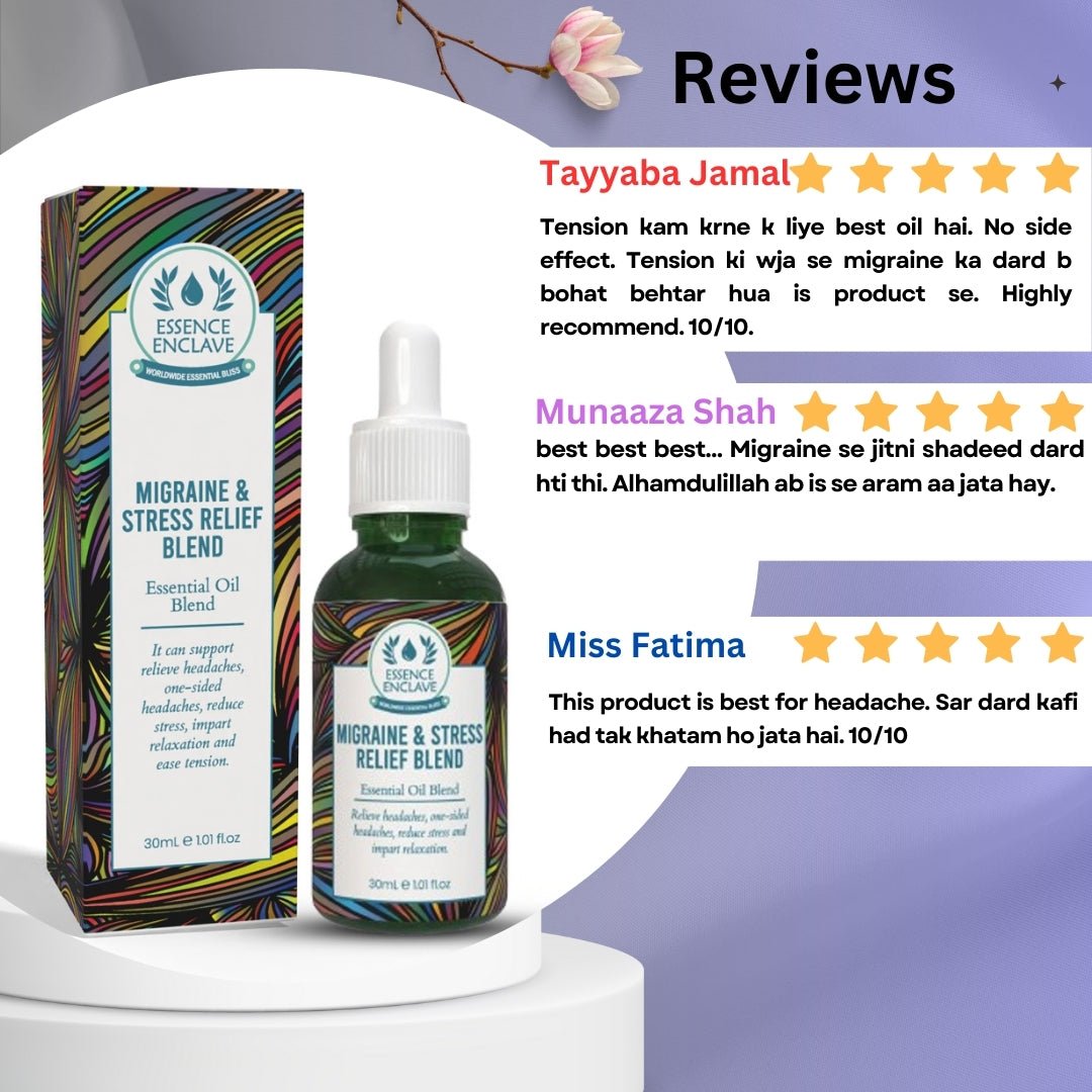 Migraine & Stress Relief Essential Oil Blend - Essence Enclave