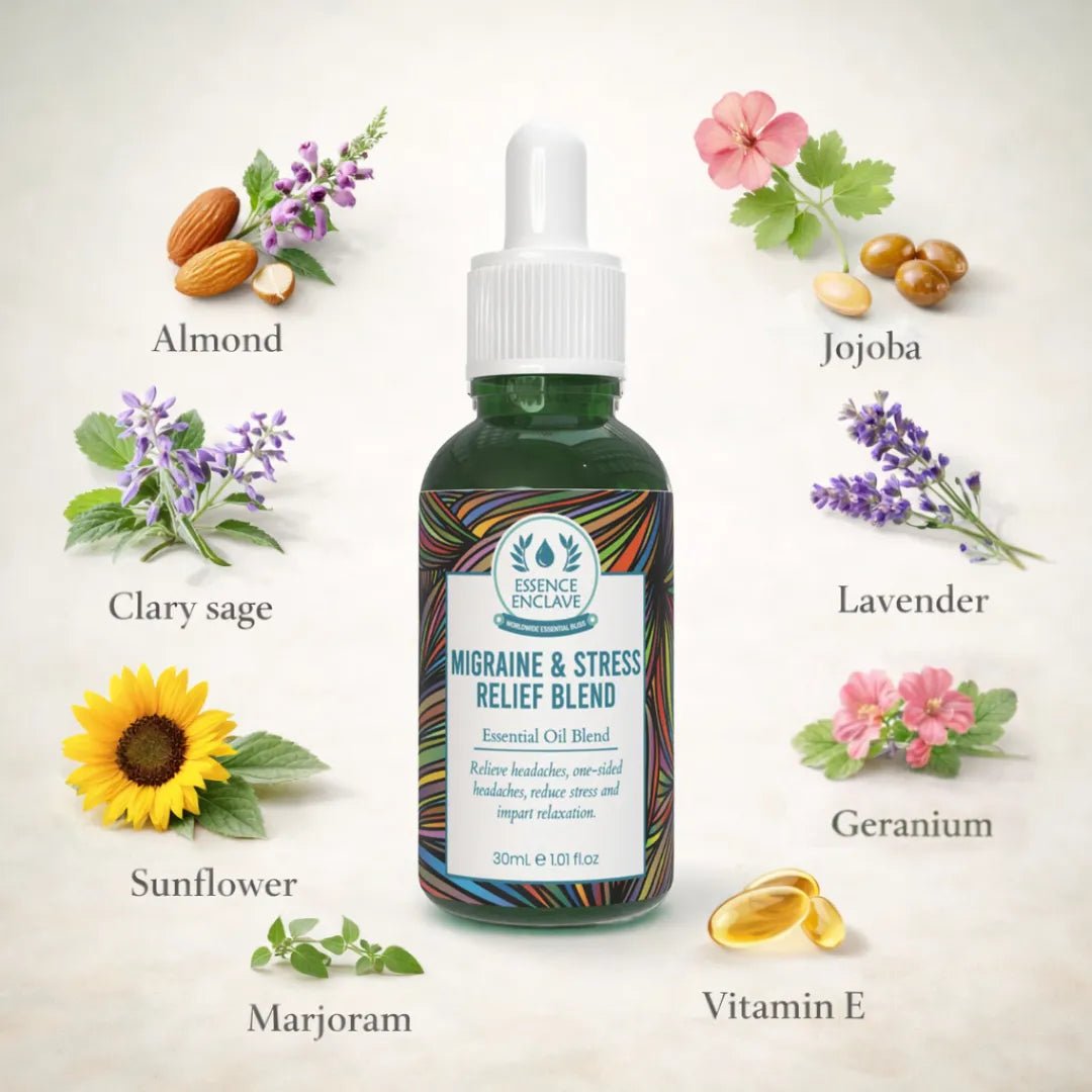 Migraine & Stress Relief Essential Oil Blend - Essence Enclave