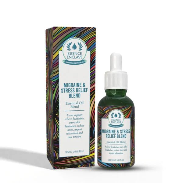Migraine & Stress Relief Essential Oil Blend | Natural Treatment for Tension, anxiety, headache & one - sided headache | - Essence Enclave