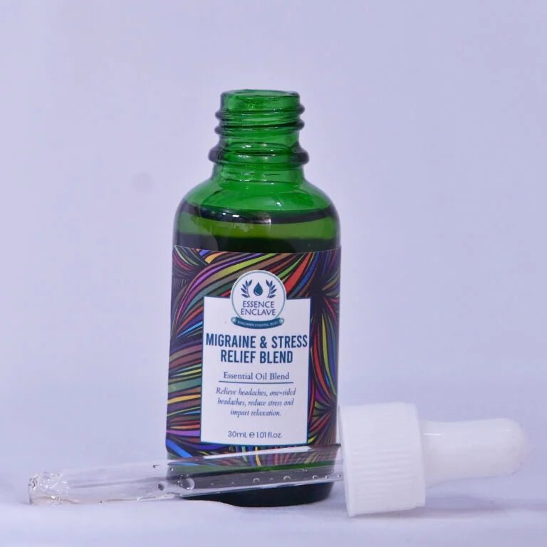 Migraine & Stress Relief Essential Oil Blend | Natural Treatment for Tension, anxiety, headache & one - sided headache | - Essence Enclave