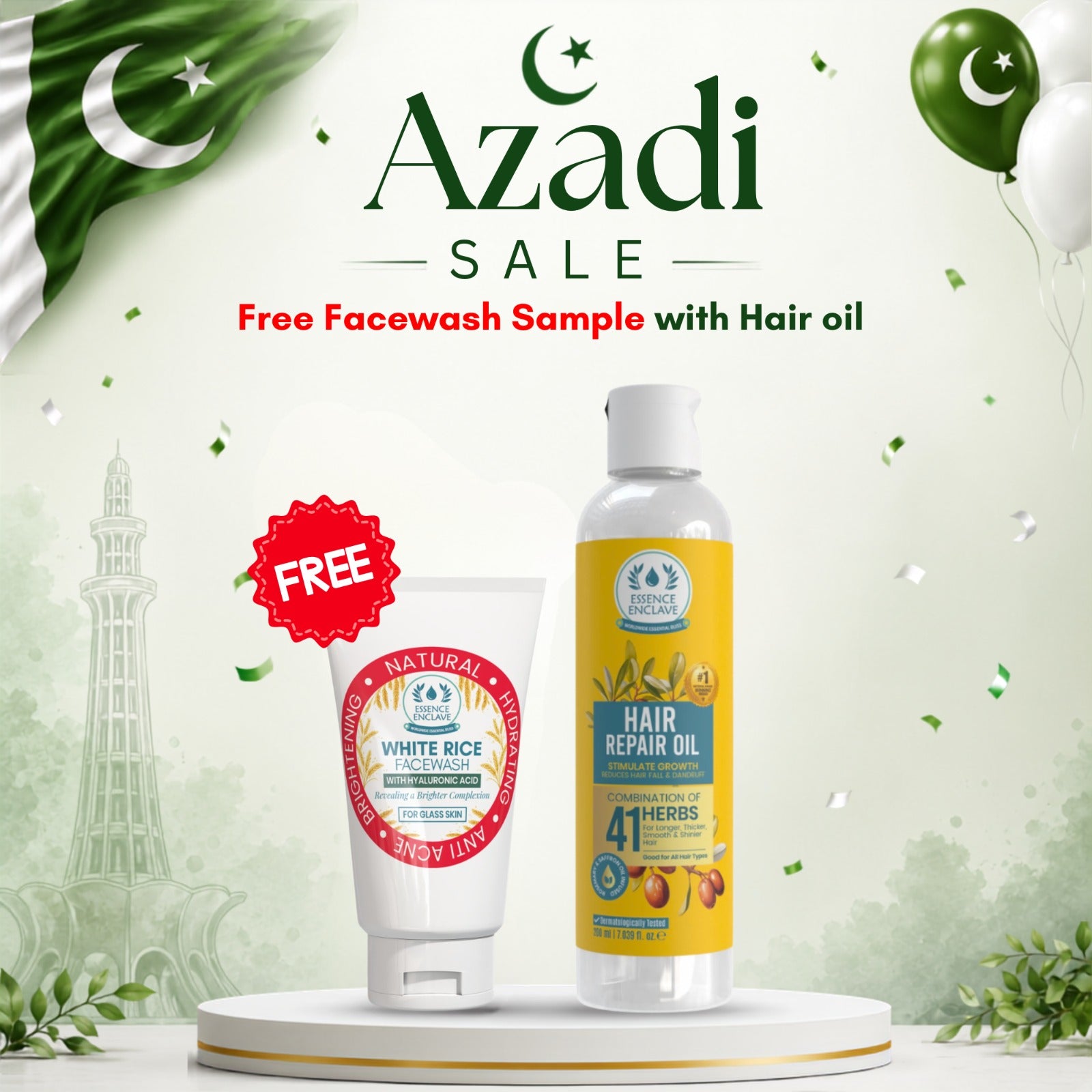 100% herbal hair oil (Free facewash sample-Azadi Offer)