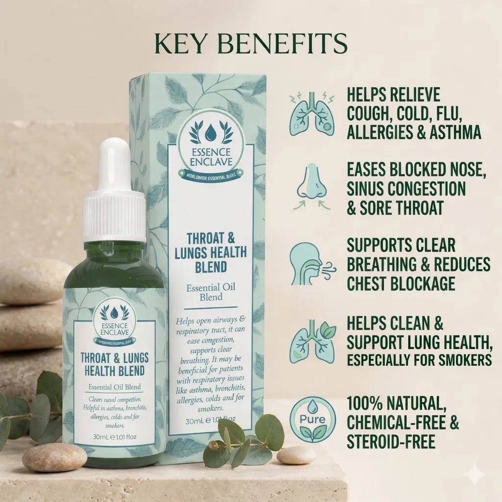 Throat & Lungs Health Essential Oil Blend - Essence Enclave